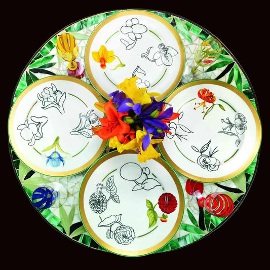 Mamie's Garden Blooming Flowers Dinner Plates...assorted collection of Four.
