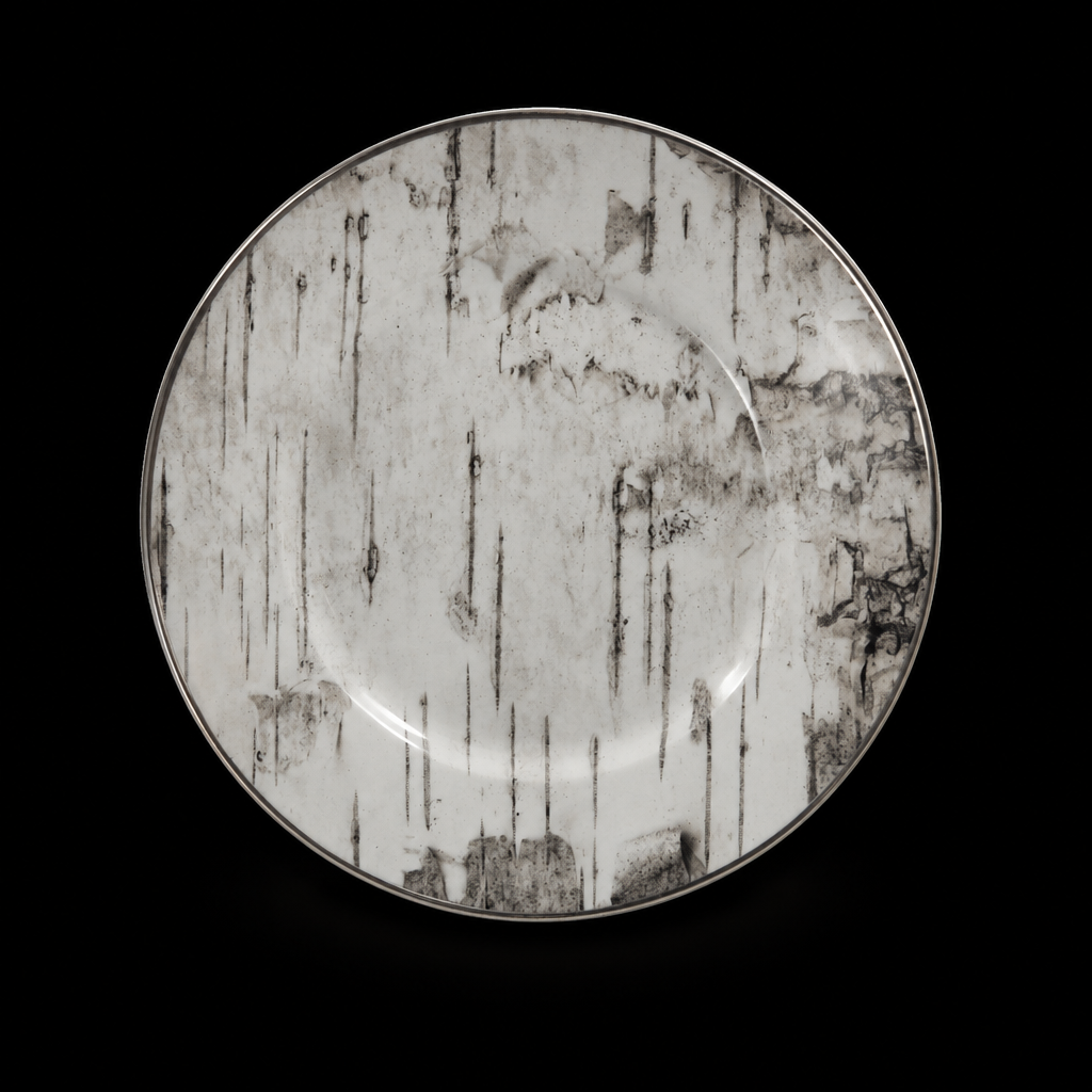 Birch Forest 8 inch full-cover decal salad plate on black