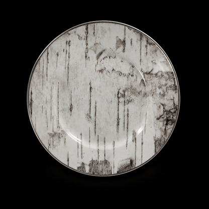 Birch Forest 8 inch full-cover decal salad plate on black