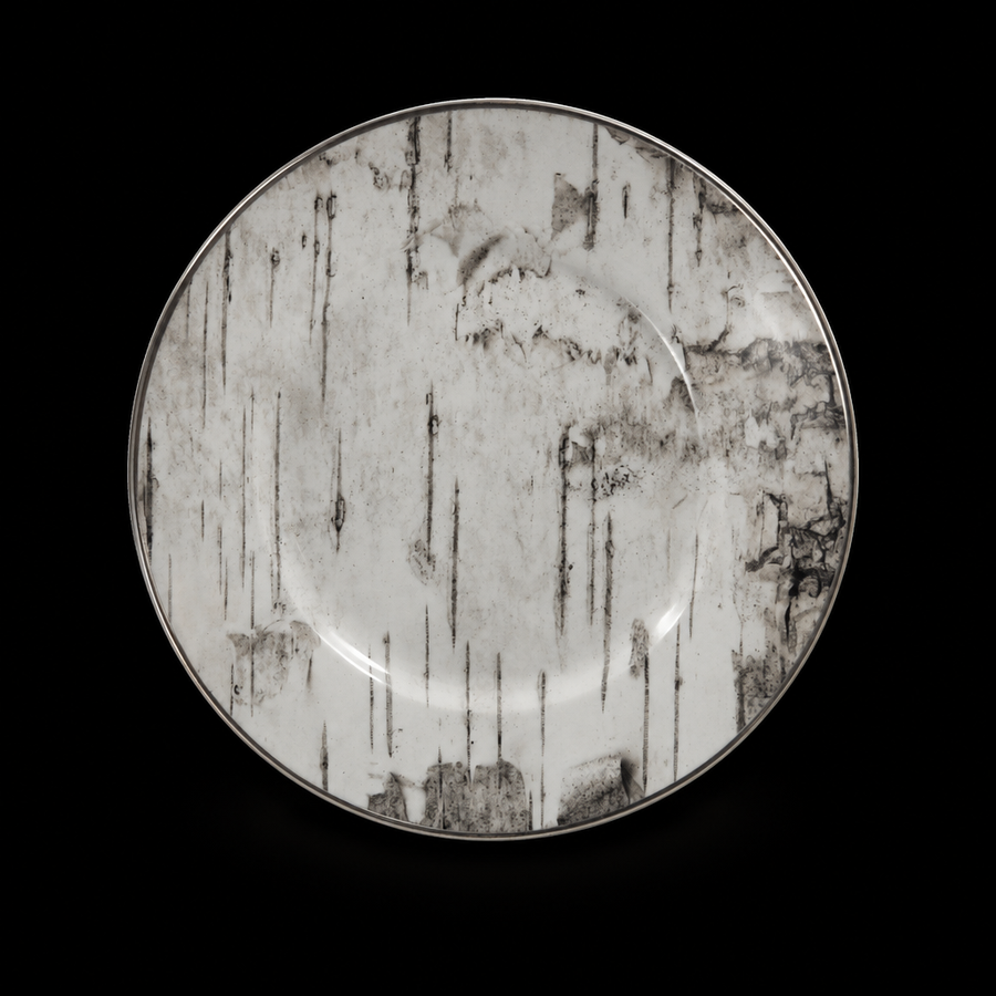 Birch Forest 8 inch full-cover decal salad plate on black